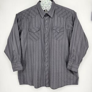 White Horse Shirt Mens 4X Pearl Snap Western‎ Rodeo Long Sleeve Gray Casual